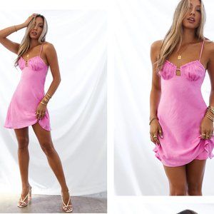 IN THE CROSSFIRE DRESS PINK DRESS HELLO MOLLY